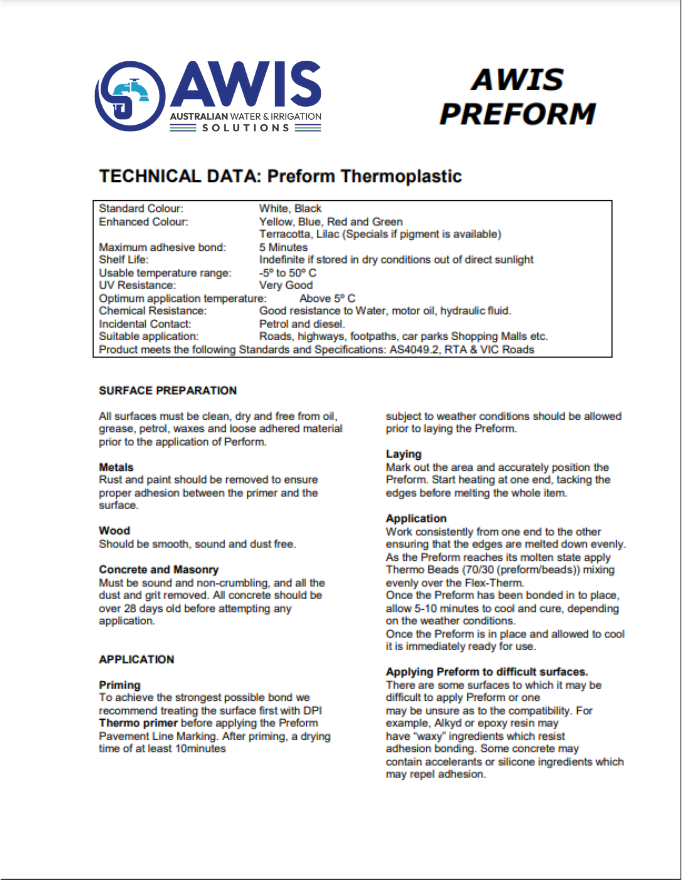 AWIS-Preform_tech_Data