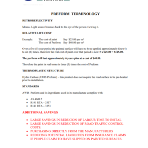 Preform Terminology
