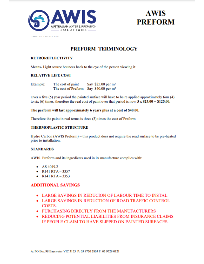 Preform terminology